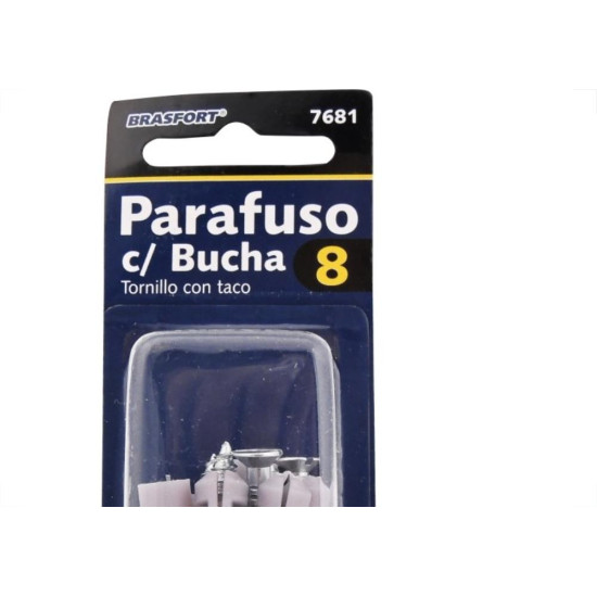Cartela Parafuso Madeira Brasfort Com Bucha 08Mm Philips Cartela Com 6 Pecas 7681 Cartela Parafuso Madeira Brasfort Com Bucha 08Mm Philips Cartela Com 6 Pecas 7681