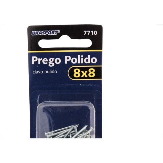 Cartela Prego Aco Polido Brasfort Com Cabeca 08X08 (1,20X18mm) (1,20X18mm) Cartela Com 30 Gramas 7710 Cartela Prego Aco Polido Brasfort Com Cabeca 08X08 (1,20X18mm) (1,20X18mm) Cartela Com 30 Gramas 7710