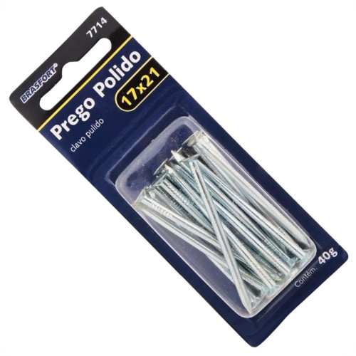 Cartela Prego Aco Polido Brasfort Com Cabeca 17X21 (3,00X48mm) (3,00X48mm) Cartela Com 40 Gramas 7714 Cartela Prego Aco Polido Brasfort Com Cabeca 17X21 (3,00X48mm) (3,00X48mm) Cartela Com 40 Gramas 7714