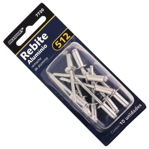 Cartela Rebite Brasfort Aluminio Repuxo 512 Cartela Com 10 Pecas 7720 Cartela Rebite Brasfort Aluminio Repuxo 512 Cartela Com 10 Pecas 7720