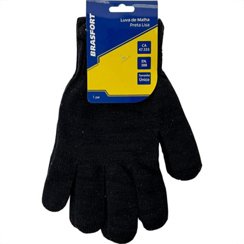 Luva Malha Brasfort Preta Trico Lisa 7974