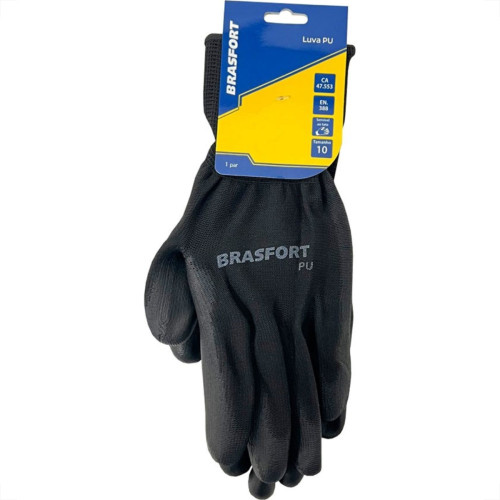 Luva Pu Brasfort Multitato Preta Tamanho 08 7979