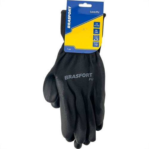 Luva Pu Brasfort Multitato Preta Tamanho 09 7980