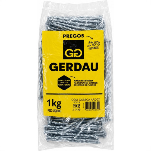 Prego Ardox Gerdau Com Cabeca 19X36 (3,90X83mm) (3,90X83mm) 1Kg