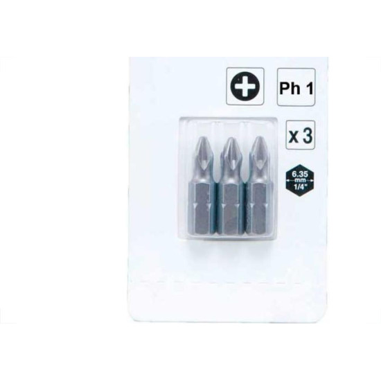 Ponteira Makita Bits Phillips Ph1 X 25Mm Curta Com 3 Pecas B-23450 Ponteira Makita Bits Phillips Ph1 X 25Mm Curta Com 3 Pecas B-23450