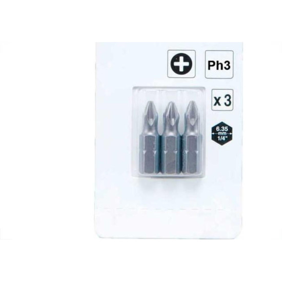 Ponteira Makita Bits Phillips Ph3 X 25Mm Curta Com 3 Pecas B-23472