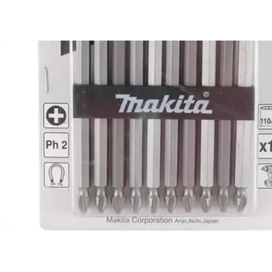 Ponteira Makita Bits Phillips Ph2 X110Mm Com 10 Pecas D-34849 Ponteira Makita Bits Phillips Ph2 X110Mm Com 10 Pecas D-34849