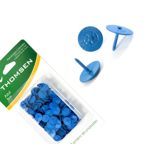 Percevejo Thomsen Azul Cartela Com 50 Pecas Pc-024 Percevejo Thomsen Azul Cartela Com 50 Pecas Pc-024