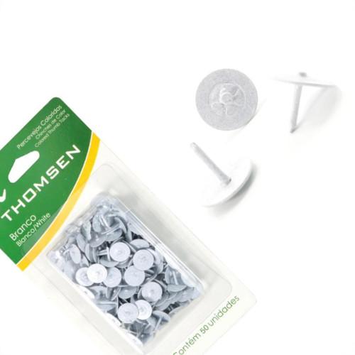 Percevejo Thomsen Branco Cartela Com 50 Pecas Pc-029 Percevejo Thomsen Branco Cartela Com 50 Pecas Pc-029