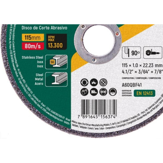 Disco De Corte Para Inox Sata 4.1/2 X 1,0Mm X 7/8 St55052G - Kit C/10 Disco De Corte Para Inox Sata 4.1/2 X 1,0Mm X 7/8 St55052G - Kit C/10