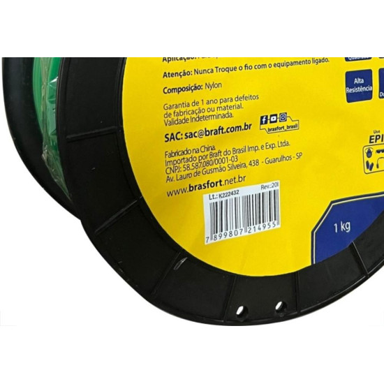 Fio De Nylon Brasfort Quadrado 3,0Mm/130M 1Kg 9012