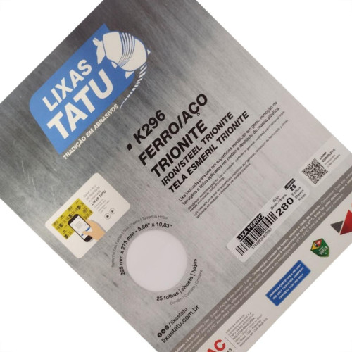 Lixa Ferro Tatu 280 Trionite K29602800025 - Kit C/25 Lixa Ferro Tatu 280 Trionite K29602800025 - Kit C/25