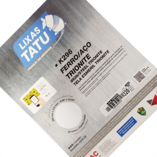 Lixa Ferro Tatu 320 Trionite K29603200025 - Kit C/25 Lixa Ferro Tatu 320 Trionite K29603200025 - Kit C/25