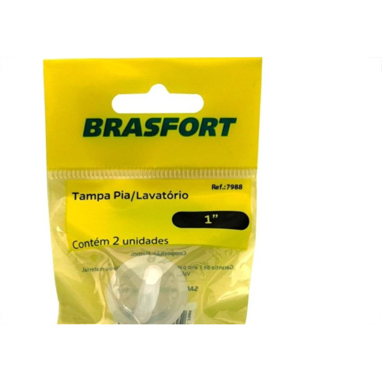 Cartela Tampa Pia/Lavatorio Brasfort Plastico 1'' Com 2 Pecas 7988 Cartela Tampa Pia/Lavatorio Brasfort Plastico 1'' Com 2 Pecas 7988