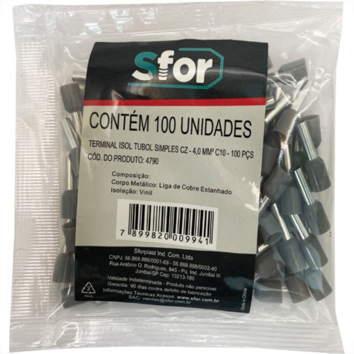Pre-Isolado Sforplast Ilhos 4,00 C10 Cinza 100pcs 4790 Pre-Isolado Sforplast Ilhos 4,00 C10 Cinza 100pcs 4790