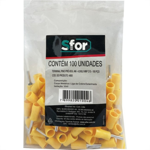 Pre-Isolado Sforplast Pino Amarelo 4,0/6,0 C13 100pcs 4800 Pre-Isolado Sforplast Pino Amarelo 4,0/6,0 C13 100pcs 4800