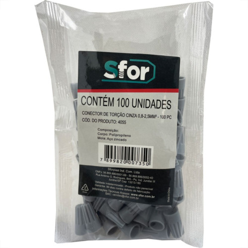 Conector Torcao Sforplast 0,8-2,5Mm Cinza 100pcs 4055