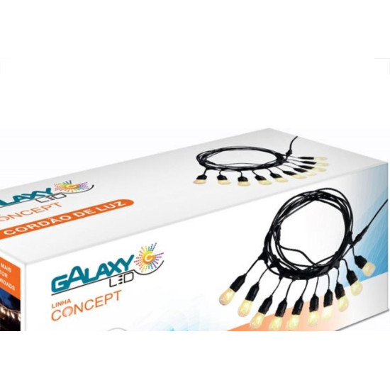 Cordao De Luz Para Decoracao Galaxy 20 Soquetes E-27 10M Ip65 3732 Cordao De Luz Para Decoracao Galaxy 20 Soquetes E-27 10M Ip65 3732