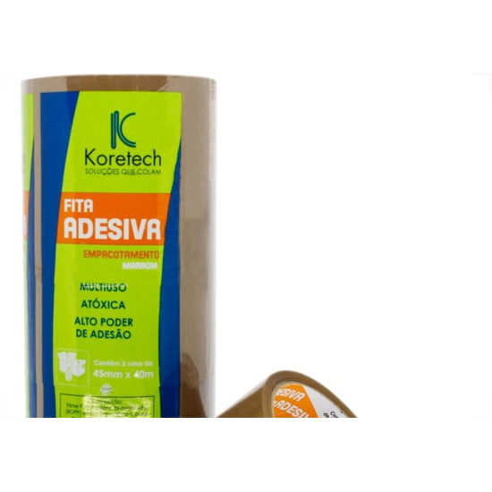 Fita Embalagem Koretech Marrom 45X 40 Pa.18.01.0.0005 - Kit C/5 Fita Embalagem Koretech Marrom 45X 40 Pa.18.01.0.0005 - Kit C/5