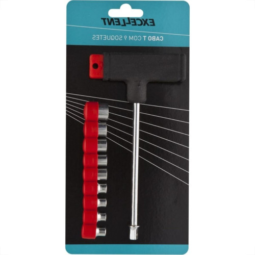 Chave Fenda Excellent Cabo ''T'' Com 9 Soquetes 04-12Mm 7Gi Chave Fenda Excellent Cabo ''T'' Com 9 Soquetes 04-12Mm 7Gi