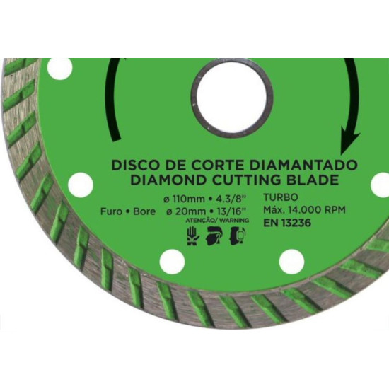 Disco Diamantado Cortag Eco Turbo 110Mm Agua/Seco 60598