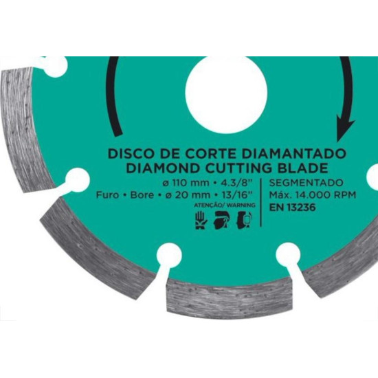 Disco Diamantado Cortag Eco Segmentado 110Mm Agua/Seco 61699 Disco Diamantado Cortag Eco Segmentado 110Mm Agua/Seco 61699