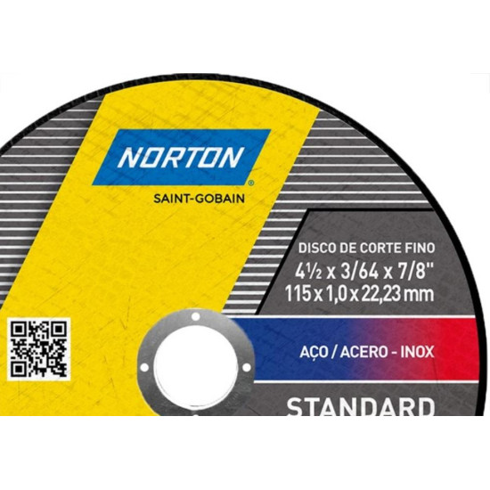 Disco De Corte Para Inox Norton Standard 41/2X1,0X7/8