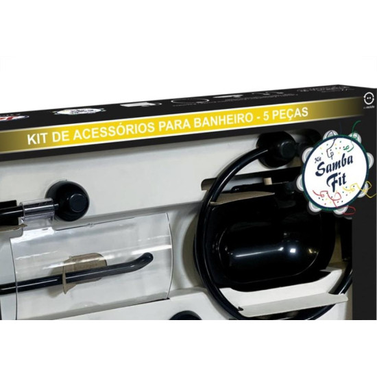 Acessorio Wc Japi Samba Fit Preto Kit Com 5 Pecas Jkskf Acessorio Wc Japi Samba Fit Preto Kit Com 5 Pecas Jkskf
