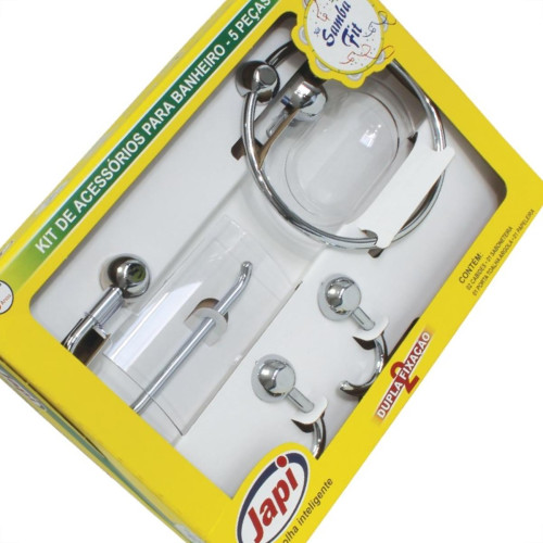 Acessorio Wc Japi Samba Fit Cromado Kit Com 5 Pecas Jkscf Acessorio Wc Japi Samba Fit Cromado Kit Com 5 Pecas Jkscf