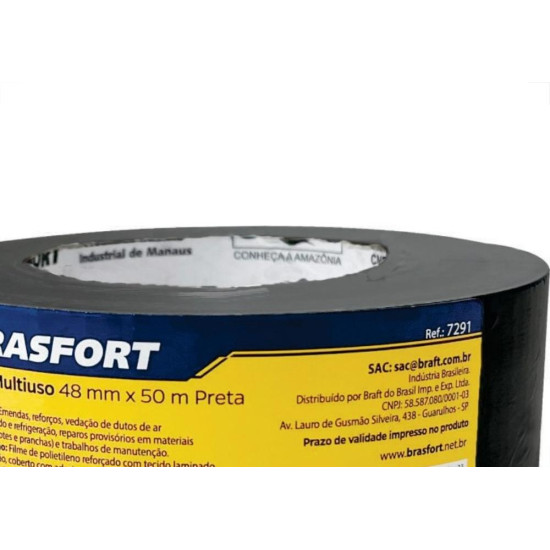 Fita Silver Tape Brasfort Multiuso 48 X 50M Preta 7291 Fita Silver Tape Brasfort Multiuso 48 X 50M Preta 7291