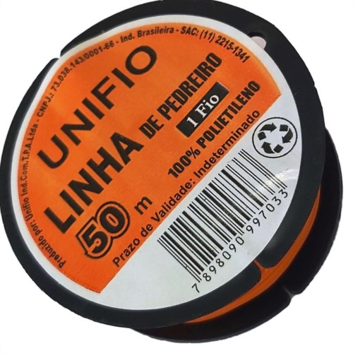 Linha Pedreiro 1 Fio 50M Laranja - Kit C/12 Linha Pedreiro 1 Fio 50M Laranja - Kit C/12
