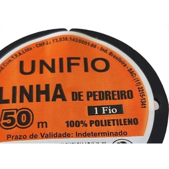 Linha Pedreiro 1 Fio 50M Laranja - Kit C/12 Linha Pedreiro 1 Fio 50M Laranja - Kit C/12