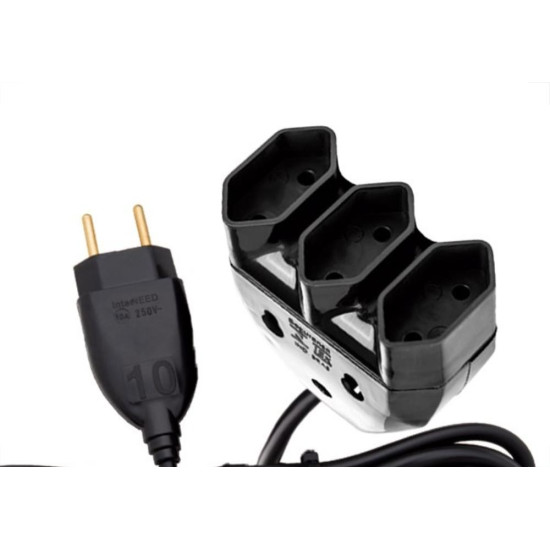 Extensao Interneed Tripla Axial 2 Polos Preta 1,5M 10A 071396 Extensao Interneed Tripla Axial 2 Polos Preta 1,5M 10A 071396