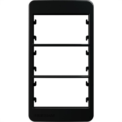 Placa Para Condulete Margirius Sleek 3/4 Preta (3Modulo Horizontal) Com Suporte 21881 Placa Para Condulete Margirius Sleek 3/4 Preta (3Modulo Horizontal) Com Suporte 21881
