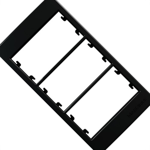 Placa Para Condulete Margirius Sleek 3/4 Preta (3Modulo Horizontal) Com Suporte 21881 Placa Para Condulete Margirius Sleek 3/4 Preta (3Modulo Horizontal) Com Suporte 21881