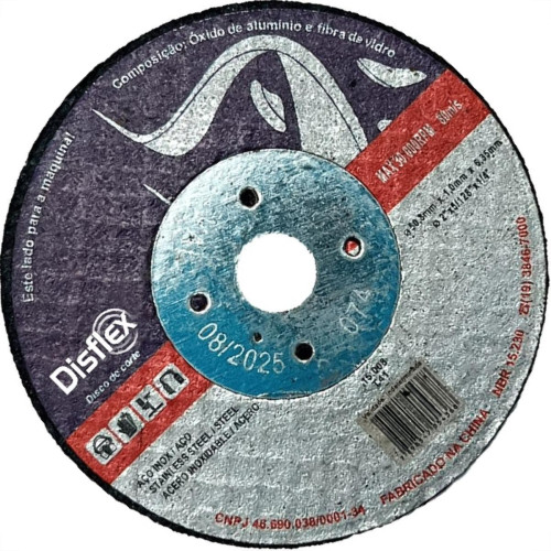 Disco De Corte Para Inox Disflex Extra Fino 2''X1,0X1/4 15.008 - Kit C/10 Disco De Corte Para Inox Disflex Extra Fino 2''X1,0X1/4 15.008 - Kit C/10