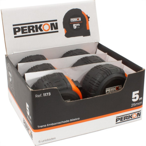 Trena Perkon Emborrachada Basica 5M25Mm Com Trava 1173 - Kit C/6