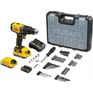 Furadeira Parafusadeira Stanley Impacto 1/2'' 20V 2Baterias 1.5Ah Com 100 Acessorios Sbd715C2Ka-Br