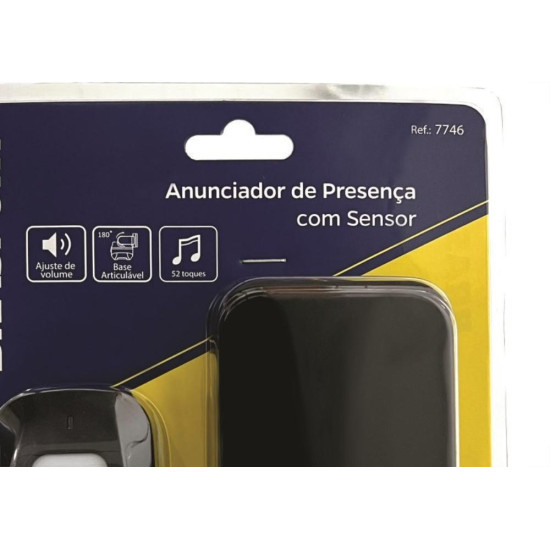 Anunciador De Presenca Brasfort Com Sensor Preto  7746