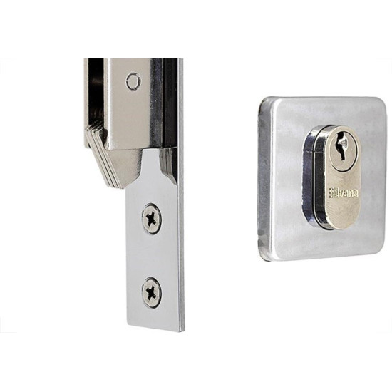 Fechadura Silvana Porta Correr 4500 Quadrada Cromada 95088 Fechadura Silvana Porta Correr 4500 Quadrada Cromada 95088