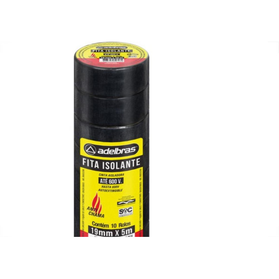 Fita Isolante Adelbras 5Mx19Mm Preta - Kit C/10