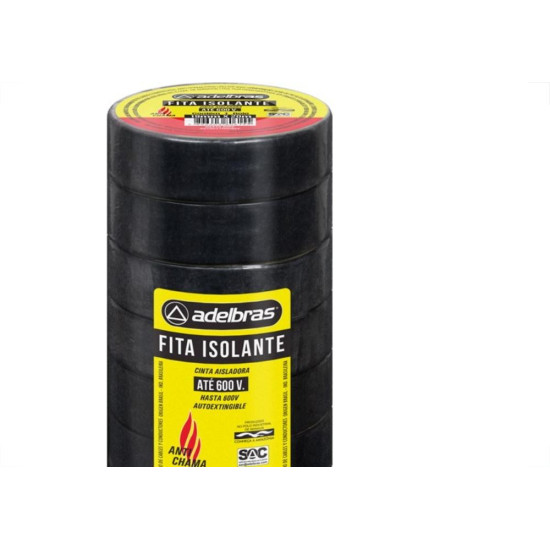 Fita Isolante Adelbras 20Mx19Mm Preta - Kit C/10