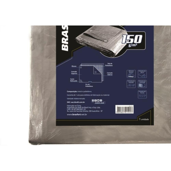 Lona Carreteiro Brasfort Cinza 3X 2M 150 Gramas Por M² 9040 Lona Carreteiro Brasfort Cinza 3X 2M 150 Gramas Por M² 9040