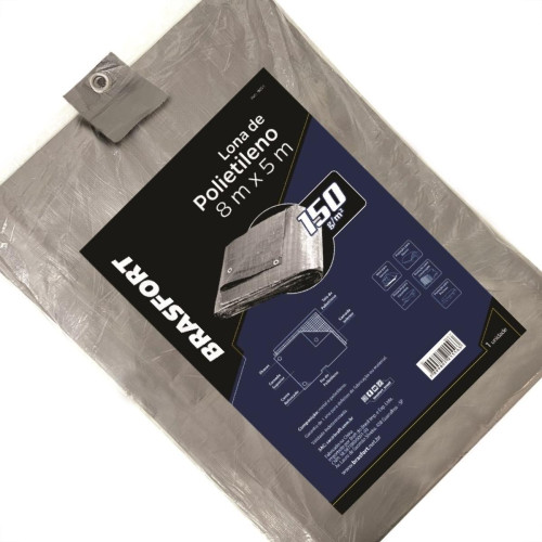 Lona Carreteiro Brasfort Cinza 8X 5M 150 Gramas Por M 9051
