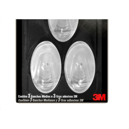 Gancho Adesivo 3M Scotch Medio 3 Pecas Transparente Hb004684328
