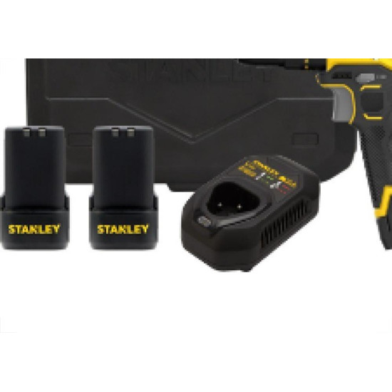 Furadeira Parafusadeira Stanley Impacto 3/8'' 12V Max 2Baterias 2.0Ah Com Maleta Sch10D2K-Br