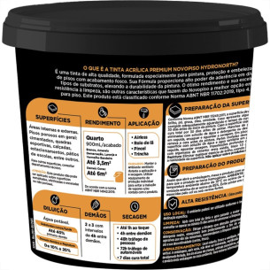 Tinta Hydronorth Novopiso Premium Piso 900Ml Fosco Vermelho Bandeira Pote 