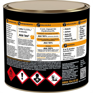 Tinta Esmalte Hydronorth Standard Brilhante Para Metais E Madeiras 225Ml Cinza Medio 