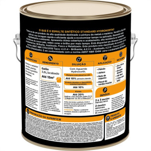 Tinta Esmalte Hydronorth Standard Metalizado Para Metais E Madeiras 3,6L Aluminio 