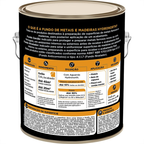 Fundo Para Madeira Hydronorth 3,6L Branco Fundo Para Madeira Hydronorth 3,6L Branco